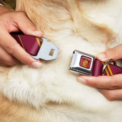 Gryffindor Crest Full Color Seatbelt Buckle Collar - GRYFFINDOR Crest/Stripe Burgundy/Gold