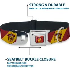 GRYFFINDOR Crest Full Color Red Seatbelt Buckle Collar - GRYFFINDOR Crest Diagonal Stripe Gold/Red