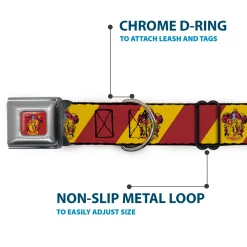 GRYFFINDOR Crest Full Color Red Seatbelt Buckle Collar - GRYFFINDOR Crest Diagonal Stripe Gold/Red