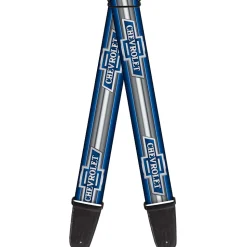 Guitar Strap - 1929 Chevrolet Bowtie Logo Stripe Blue Silver Blue