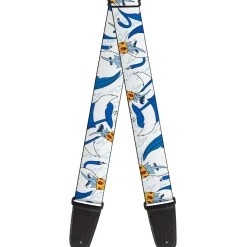 Guitar Strap - Adventure Time Ice King Poses and Bolts White/Blue