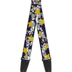 Guitar Strap - Bugs Bunny Poses Stars Navy