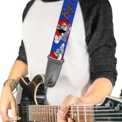 Guitar Strap - BUGS BUNNY w Bugs Poses Blue