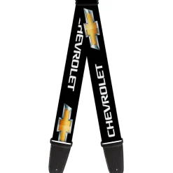 Guitar Strap - Chevy Bowtie Black Gold Logo REPEAT