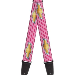 Guitar Strap - Chevy Gold Bowtie w Logo PINK