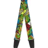 Guitar Strap - Classic TMNT Action Poses Action Bubbles Dots Blues
