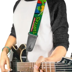 Guitar Strap - Classic TMNT Group Pose3 TMNT Logo Green Multi Color