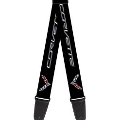 Guitar Strap - CORVETTE C7 Logo Black Silver Red