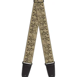Guitar Strap - Dancing Bears Tan Black