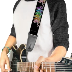 Guitar Strap - Dancing Skeletons Black Multi Color