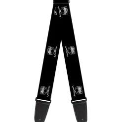 Guitar Strap - Dodge Viper Black Silver Logo REPEAT