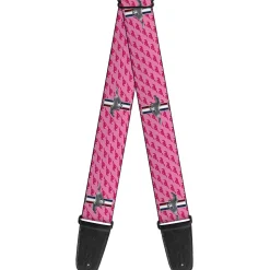 Guitar Strap - Ford Mustang w Bars w Text PINK LOGO REPEAT