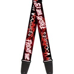 Guitar Strap - FRIDAY THE 13TH JASON VOORHIES Mask Text Black/Red/White
