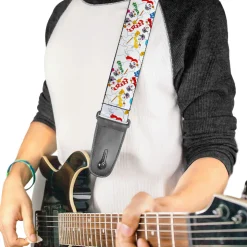 Guitar Strap - Frosty the Snowman Pose Scattered White