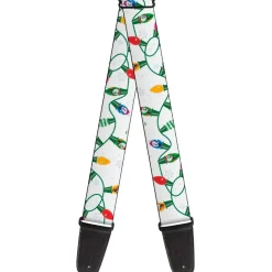 Guitar Strap - Frosty the Snowman Holiday Lights White Multi Color