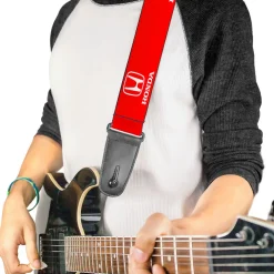 Guitar Strap - Honda Logo Red White