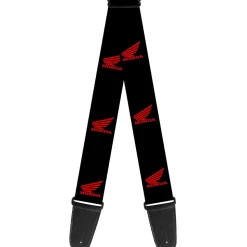 Guitar Strap - HONDA Motorcycle Logo Black Red