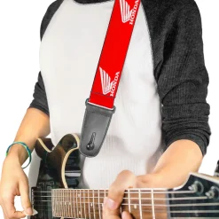 Guitar Strap - HONDA Motorcycle Logo Red White