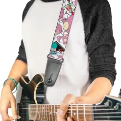 Guitar Strap - Invader Zim GIR and Piggy Doddles White/Black