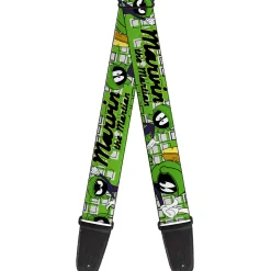 Guitar Strap - MARVIN THE MARTIAN w Poses White Green