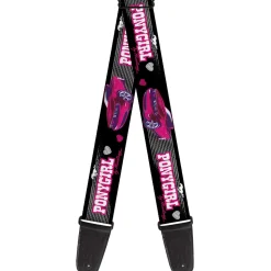 Guitar Strap - Mustang PONY GIRL Tire Tread Black Gray Fuchsias