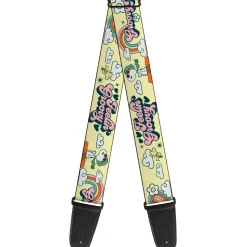 Guitar Strap - Peanuts Snoopy Flying Ace and Woodstock GROOVY Quotes Collage Yellow