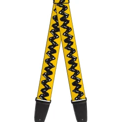 Guitar Strap - Peanuts 75th Anniversary Charlie Brown Zig Zag Stripe Yellow/Black