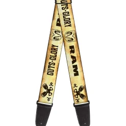 Guitar Strap - RAM Logo Pistons GUTS-GLORY Weathered Chocolate Brown
