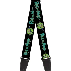 Guitar Strap - RICK AND MORTY Title Logo and Portal Pose Black