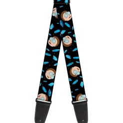 Guitar Strap - Rick and Morty Death Crystals and Morty Expression Black/Blues