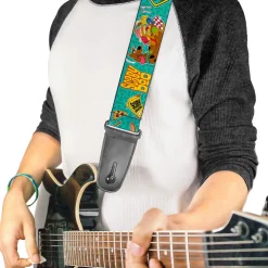 Guitar Strap - Scooby Doo & Snacks Bone Monogram Blues