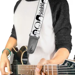 Guitar Strap - SEINFELD Face Silhouettes White Black