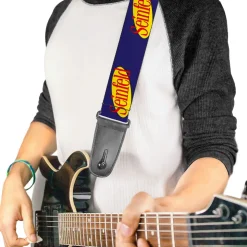 Guitar Strap - SEINFELD Spotlight Logo Navy Yellow Red