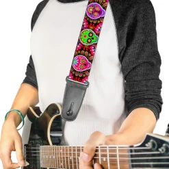 Guitar Strap - Six Sugar Skulls Multi Color