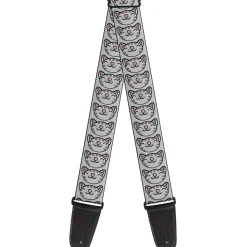 Guitar Strap - Soft Kitty Face CLOSE-UP Gray