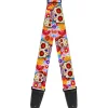 Guitar Strap - Sugar Skull Starburst White Multi Color
