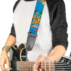 Guitar Strap - The Flintstones and Rubbles Group Pose Logo Blue