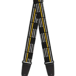 Guitar Strap - Thin Yellow Line Flag Weathered Black/Gray/Yellow