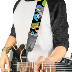 Guitar Strap - TOM & JERRY Poses Black Multi Color