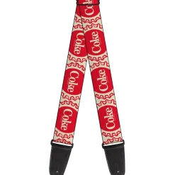 Guitar Strap - Vintage COKE Bottle Caps White/Red