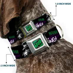 HAHA Stacked Black/Gray/Green Seatbelt Buckle Collar - Joker DIE LAUGHING! HAHA Black/Purple/Green