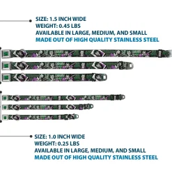 HAHA Stacked Full Color Black/Gray/Green Seatbelt Buckle Collar - The Joker 4-Poses/Joker Card HAHA/Smile/BANG! Grays/Greens/Purples