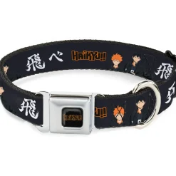 HAIKYU Title Logo Full Color Black/Orange Seatbelt Buckle Collar - HAIKYU Hinata and Kageyama Pose and Title Logo Black/White