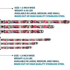 Harley Quinn Diamon Full Color Black/Red Seatbelt Buckle Collar - Harley Quinn Puddin Poses Anime Graphics Pink/Red