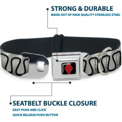 Harley Quinn Diamond Black/Red Seatbelt Buckle Collar - Harley Quinn's Collar Ruffle White/Black