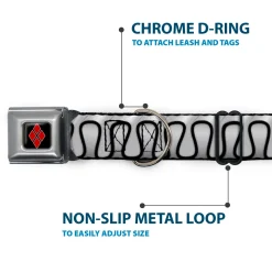 Harley Quinn Diamond Black/Red Seatbelt Buckle Collar - Harley Quinn's Collar Ruffle White/Black