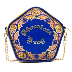 Harry Potter Bag, Crossbody, Figural, Chocolate Frog Candy Box Replica Debossed Gold, Blue, Vegan Leather