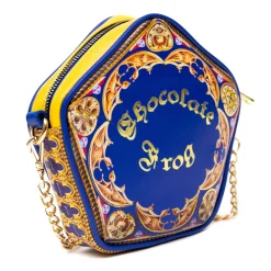 Harry Potter Bag, Crossbody, Figural, Chocolate Frog Candy Box Replica Debossed Gold, Blue, Vegan Leather