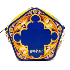 Harry Potter Bag, Crossbody, Figural, Chocolate Frog Candy Box Replica Debossed Gold, Blue, Vegan Leather