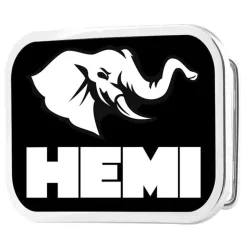 HEMI Elephant Logo FCG Black White - Chrome Rock Star Buckle